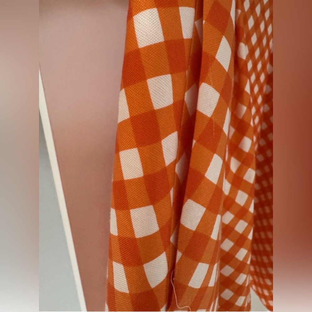 Kate Spade New York Sleeveless Gingham Dress White Orange Size 10 - Picture 4 of 8